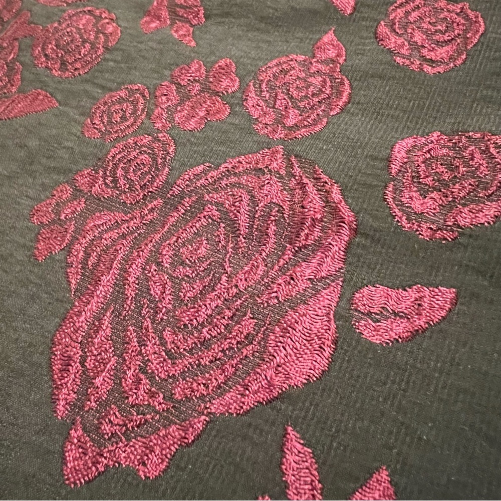 Club Monaco Bkack Merlot Red Floral Jacquard Circle Skirt - Picture 7 of 7